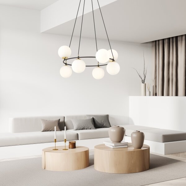 Lampadario a sospensione con filo AZURA 8xE14/10W/230V nero/bianco