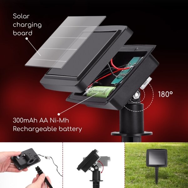 Aigostar - Catena solare a LED, 10 LED, 3,8 m, IP44, bianco freddo