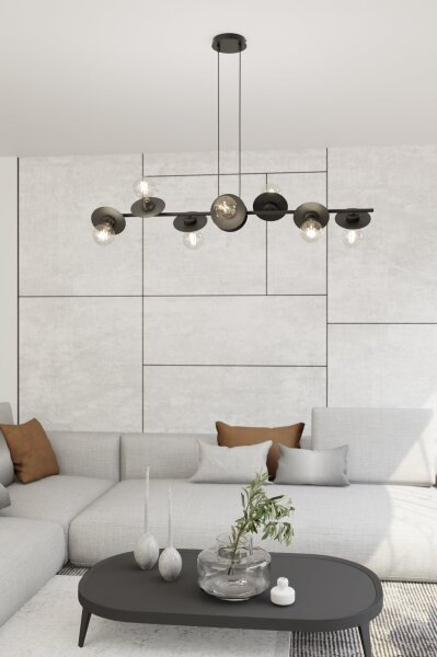 Lampadario a sospensione con filo TOKEN 8xE27/15W/230V nero