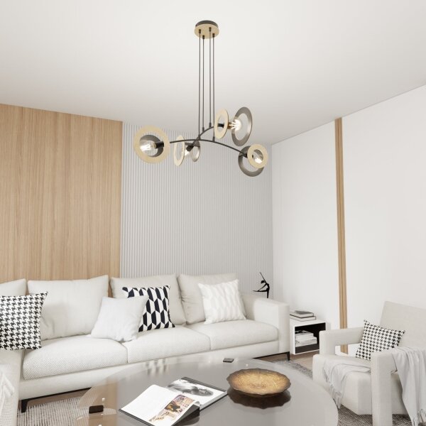 Lampadario a sospensione con filo SKIVA 4xE27/15W/230V nero/beige