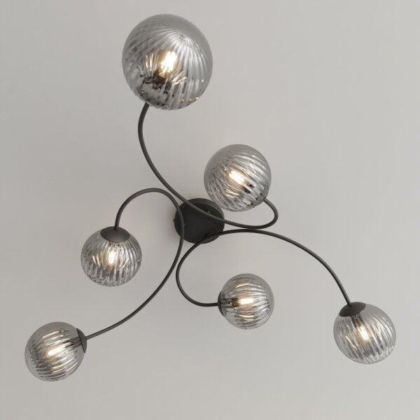 Lampadario a plafone VIBRA 6xE14/10W/230V nero/grigio