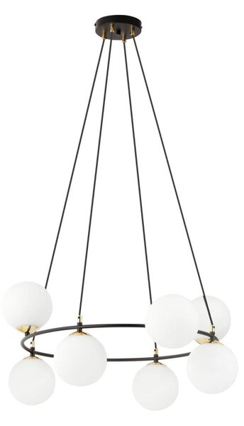 Lampadario a sospensione con filo AZURA 8xE14/10W/230V nero/bianco