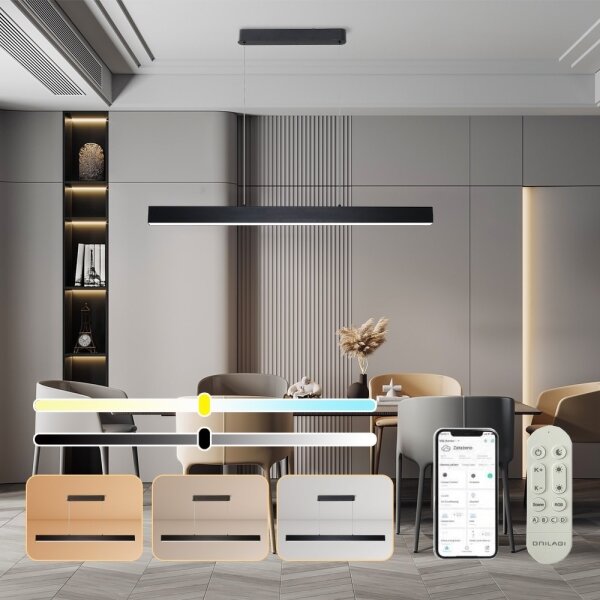 Brilagi - Lampadario LED dimmerabile SLEEKLINE SMART LED/40W/230V Wi-Fi Tuya black+RC