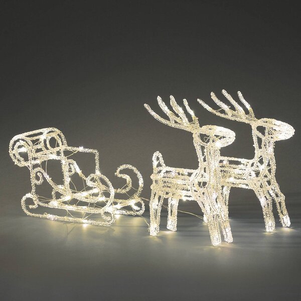 Konstsmide Christmas Figura luminosa LED slitte con 2 renne, IP44