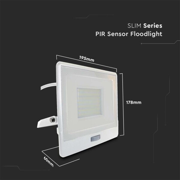 Riflettore LED con sensore LED/50W/230V 4000K IP65 bianco