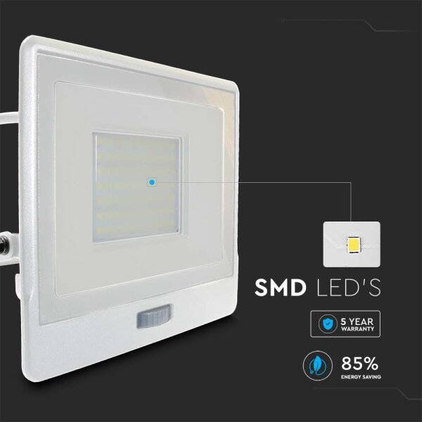Riflettore LED con sensore LED/50W/230V 4000K IP65 bianco