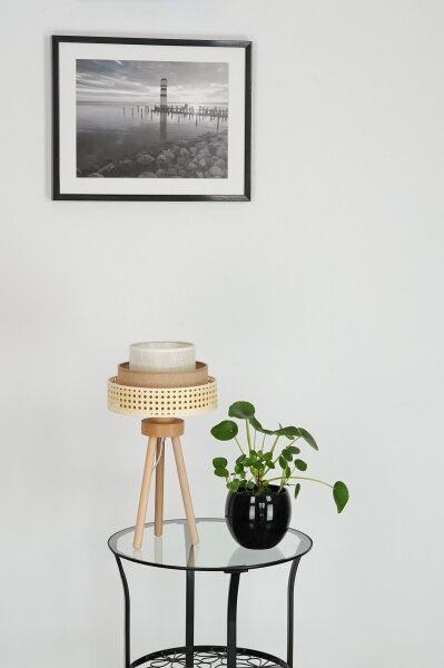 Brilagi - Lampada da tavolo CEDAR LUNETA 1xE27/15W/230V rattan/marrone/crema