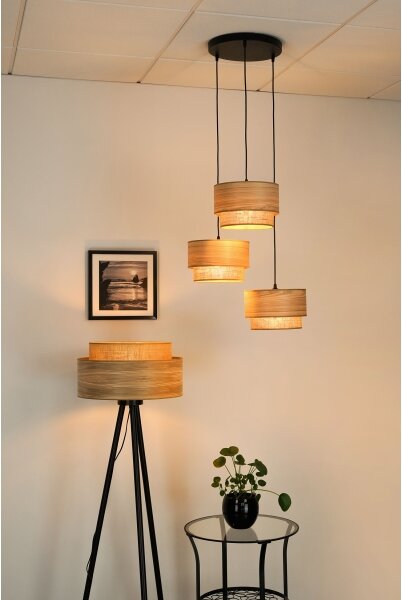 Brilagi - Lampadario a cavo MONTANA BOHO 3xE27/15W/230V marrone/nero