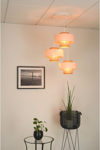 Brilagi - Lampadario a sospensione con filo DALLAS 3xE27/15W/230V marrone/color crema/bianco