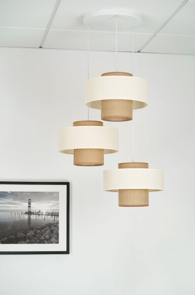 Brilagi - Lampadario a sospensione con filo DALLAS 3xE27/15W/230V marrone/color crema/bianco