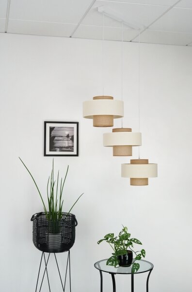 Brilagi - Lampadario a sospensione con filo DALLAS 3xE27/15W/230V marrone/color crema/bianco