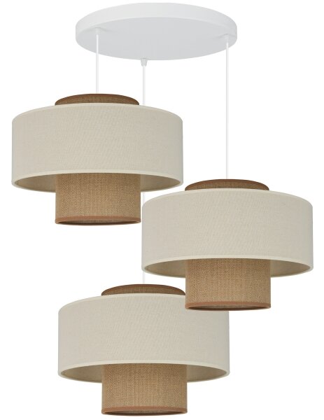 Brilagi - Lampadario a sospensione con filo DALLAS 3xE27/15W/230V marrone/color crema/bianco
