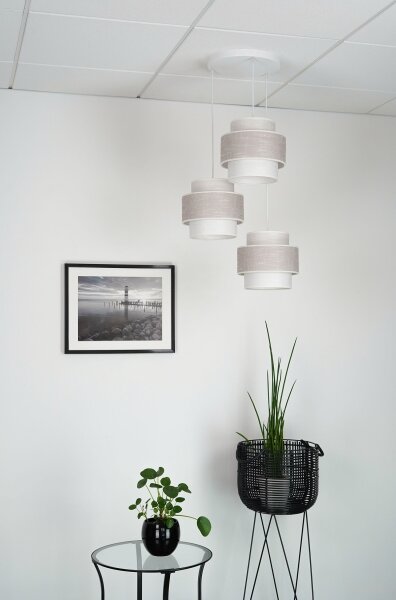 Brilagi - Lampadario a sospensione con filo DOVER SPACE 3xE27/15W/230V grigio/color crema