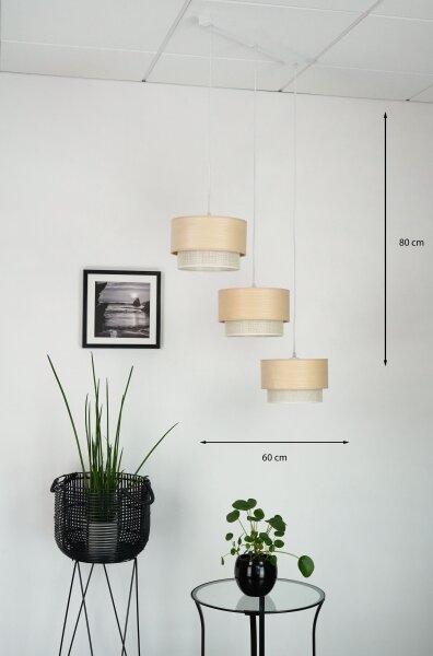 Brilagi - Lampadario a cavo ARIZONA BOHO 3xE27/15W/230V beige/bianco