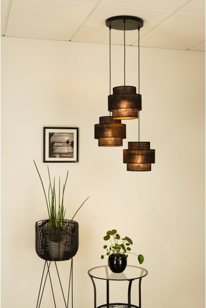 Brilagi - Lampadario a sospensione con filo SPACE YUTE 3xE27/15W/230V nero