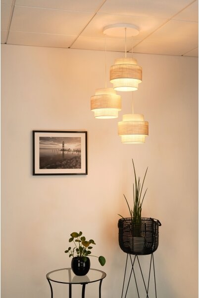 Brilagi - Lampadario a sospensione con filo DOVER SPACE 3xE27/15W/230V grigio/color crema