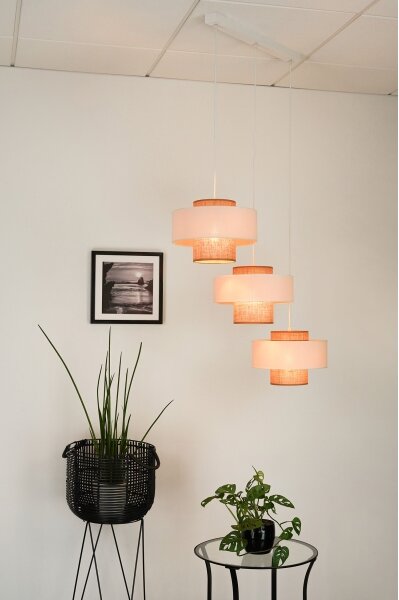 Brilagi - Lampadario a sospensione con filo DALLAS 3xE27/15W/230V marrone/color crema/bianco