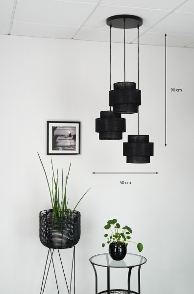 Brilagi - Lampadario a sospensione con filo SPACE YUTE 3xE27/15W/230V nero