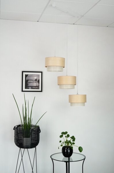 Brilagi - Lampadario a cavo ARIZONA BOHO 3xE27/15W/230V beige/bianco