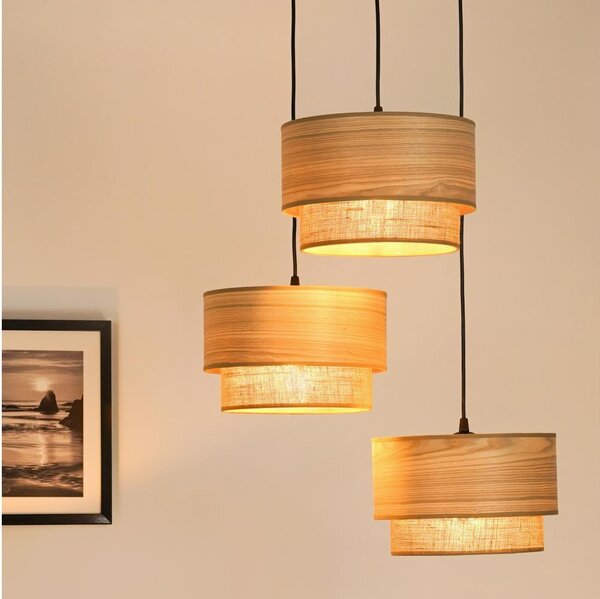 Brilagi - Lampadario a cavo MONTANA BOHO 3xE27/15W/230V marrone/nero
