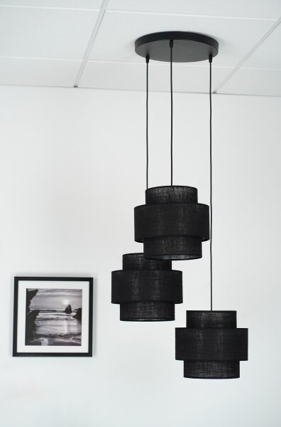 Brilagi - Lampadario a sospensione con filo SPACE YUTE 3xE27/15W/230V nero