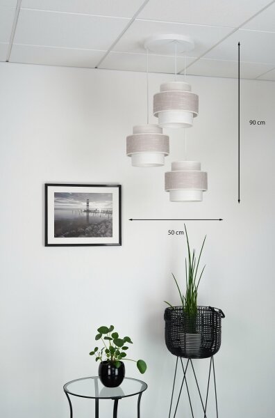 Brilagi - Lampadario a sospensione con filo DOVER SPACE 3xE27/15W/230V grigio/color crema