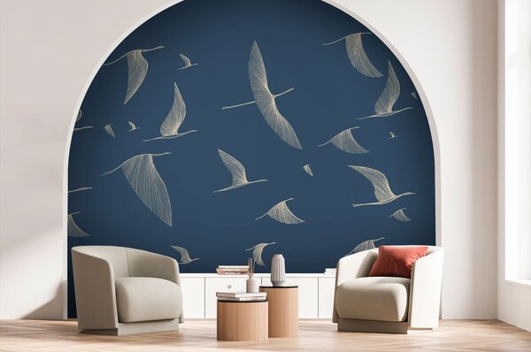 Carta da parati Leggeri uccelli astratti su sfondo blu, Carta da parati Animali, Carta da parati Uccelli, u94616 : Uwalls.it