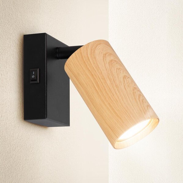 Brilagi - Faretto da parete SELE 1xGU10/30W/230V nero/decorazioni in rovere