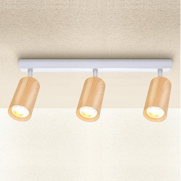 Brilagi - Faretto SELE 3xGU10/30W/230V bianco/decorazioni in rovere