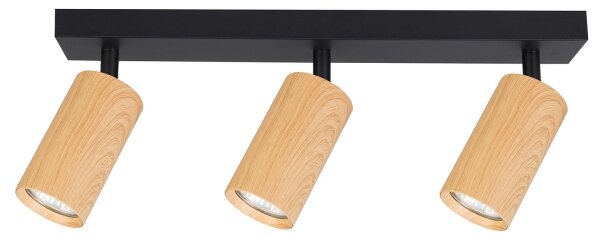 Brilagi - Faretto SELE 3xGU10/30W/230V nero/decorazioni in rovere