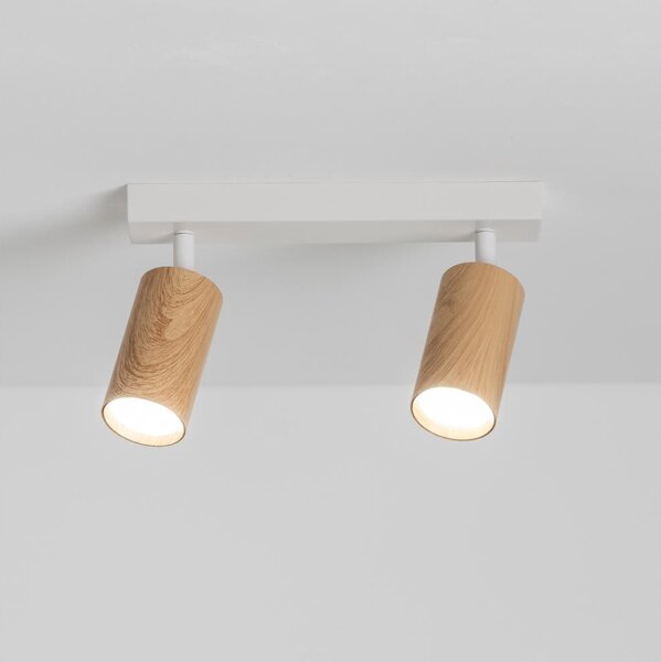 Brilagi - Faretto SELE 2xGU10/30W/230V bianco/decorazioni in rovere