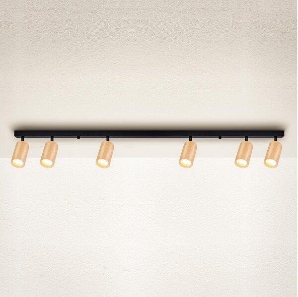 Brilagi - Faretto SELE 6xGU10/30W/230V nero/decorazioni in rovere