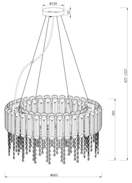 Maytoni MOD097PL-08CH - Lampadario a sospensione con filo HAIL 8xE14/40W/230V diametro 60,5 cm cromo