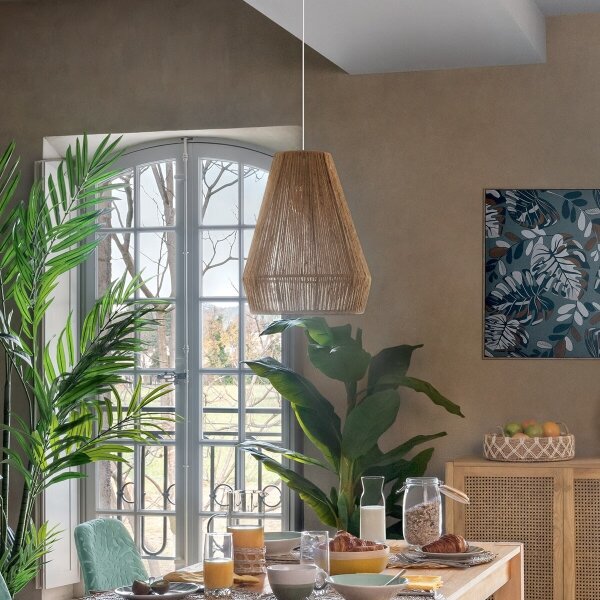Atmosphera - Lampadario a sospensione con filo PALM 1xE27/40W/230V iuta