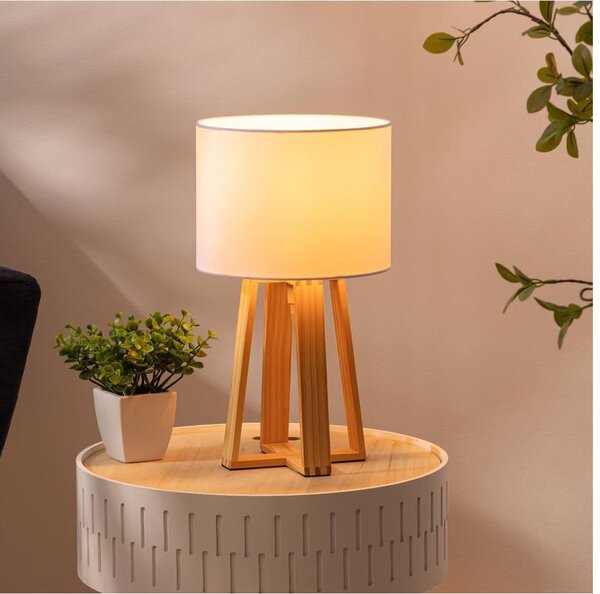 Atmosphera - Lampada da tavolo MOLU 1xE27/25W/230V pino/bianco