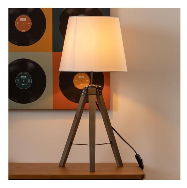 Atmosphera - Lampada da tavolo RUNO 1xE27/25W/230V legno/bianco
