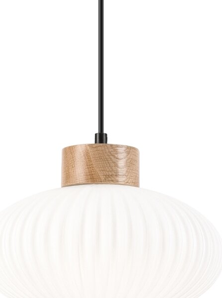 Lampadario a sospensione con filo HARMONY 1xE27/15W/230V diametro 25 cm bianco/quercia