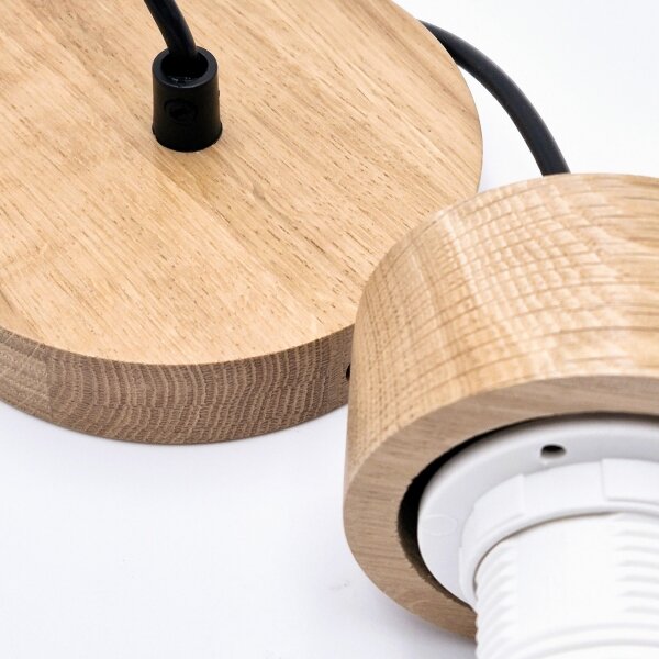 Lampadario a sospensione con filo HARMONY 1xE27/15W/230V diametro 25 cm bianco/quercia