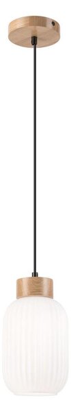 Lampadario a sospensione con filo HARMONY 1xE27/15W/230V diametro 14 cm bianco/quercia