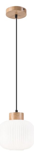 Lampadario a sospensione con filo HARMONY 1xE27/15W/230V diametro 20 cm bianco/quercia