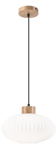 Lampadario a sospensione con filo HARMONY 1xE27/15W/230V diametro 30 cm bianco/quercia