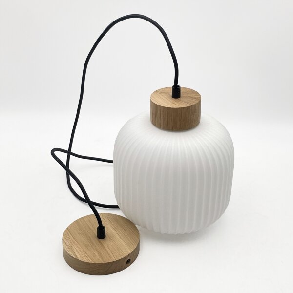 Lampadario a sospensione con filo HARMONY 1xE27/15W/230V diametro 20 cm bianco/quercia
