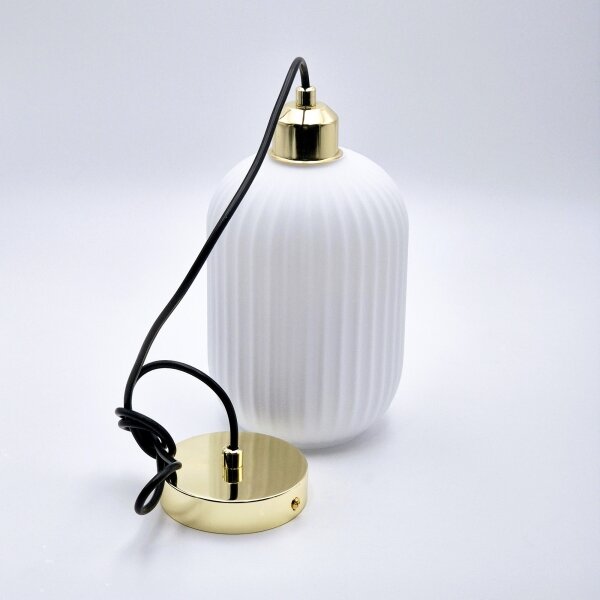 Lampadario a sospensione con filo HARMA 1xE27/15W/230V diametro 14 cm bianco/oro