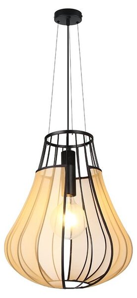 Lampada a sospensione VT-89010, nera, in tessuto, finitura opaca, altezza 110 cm