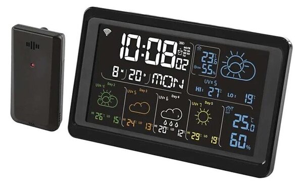 Stazione meteo con display LCD GoSmart 230V/3xAAA Wi-Fi Tuya nero