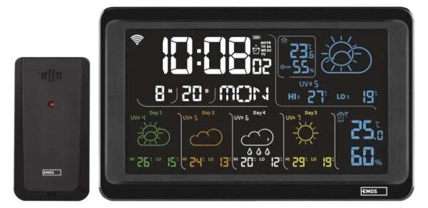 Stazione meteo con display LCD GoSmart 230V/3xAAA Wi-Fi Tuya nero