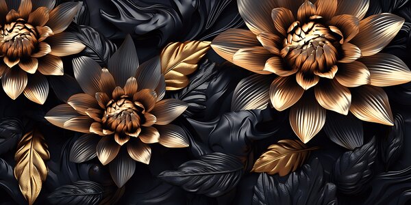 Carta da parati Il bronzo fiorisce nell'ombra di mezzanotte, Carta da parati 3d fiori, Carta da parati popolare, u95244 - Tapeko.it