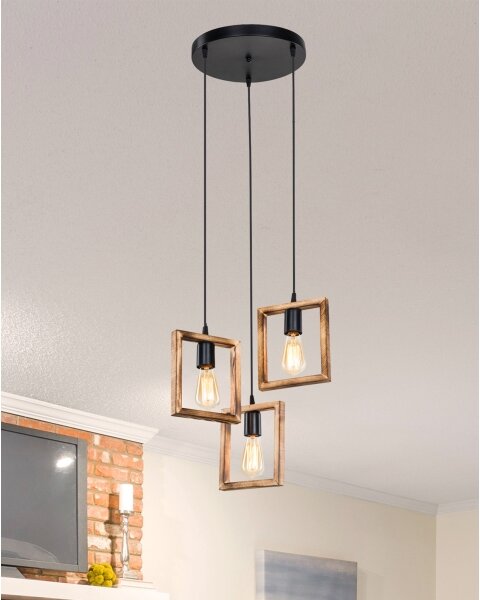 Zuma Line ASZ.1678 - Lampadario a sospensione con filo ATRIA 3xE27/20W/230V pino/nero