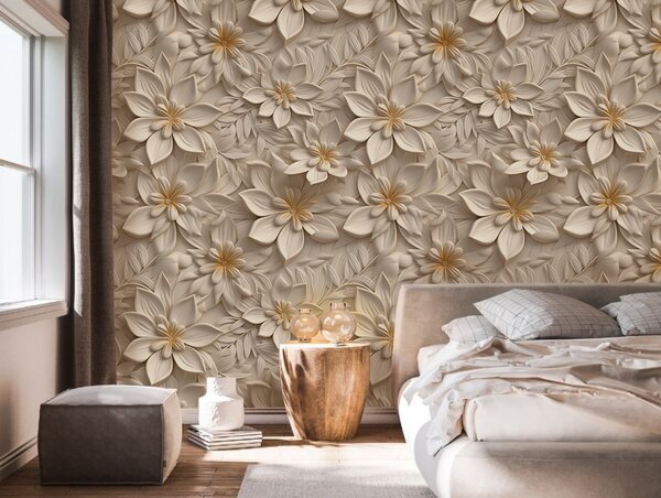 Carta da parati Scattering di fiori bianchi con effetto 3D, Carta da parati 3D, Carta da parati Fiori 3D, u95251 : Uwalls.it
