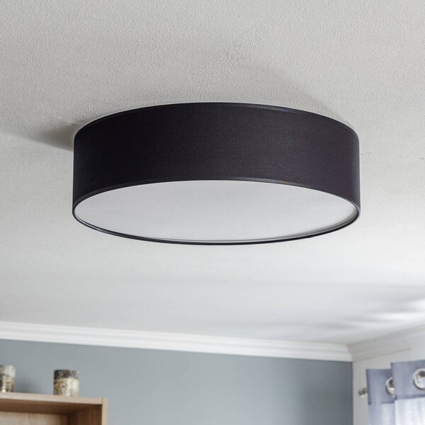 Plafoniera soffitto Rondo TK Lighting, dimmerabile, Nero, Camera da letto, Tessuto / Stoffa / Seta, Moderno, Plafoniera